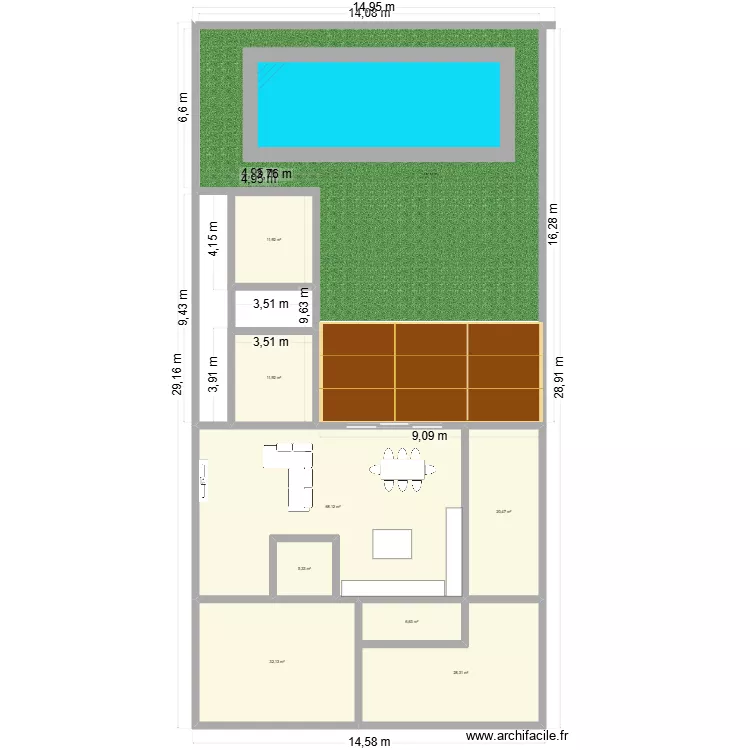 pV3. Plan de 8  et 185 m²