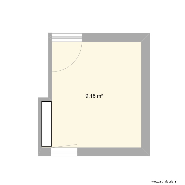 Chambre 2. Plan de 1 pièce et 9 m2