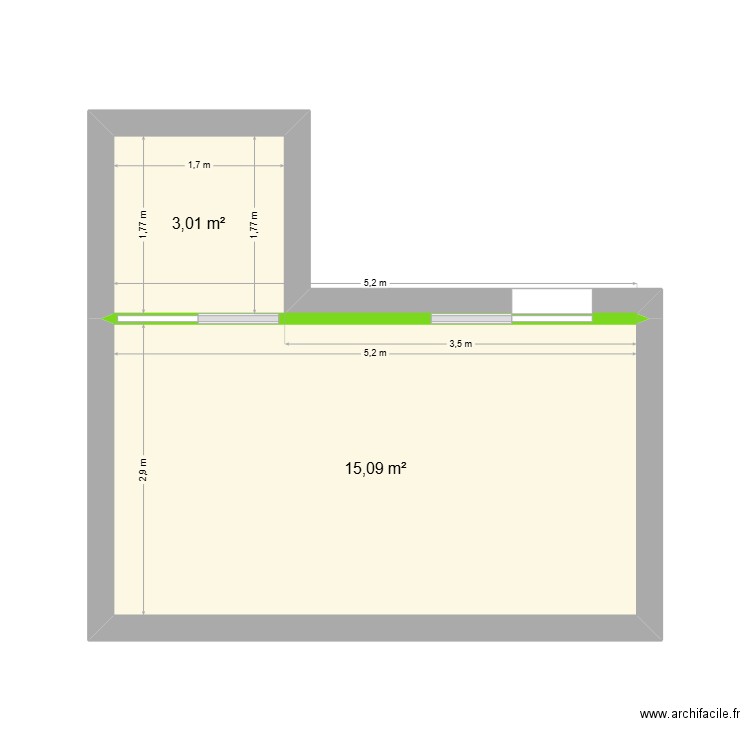 kadir. Plan de 2 pièces et 18 m2