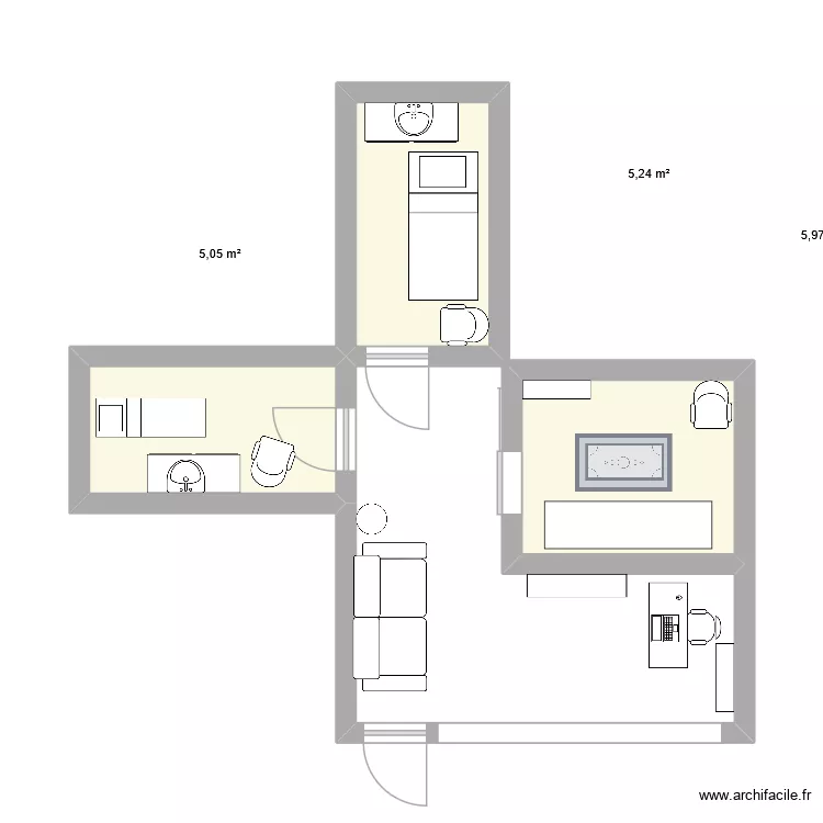 institut. Plan de 3  et 16 m²