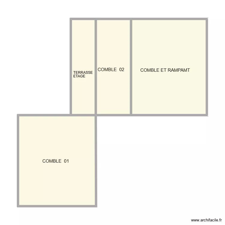 FROMENTAL ETAGE COMBLE. Plan de 4  et 58 m²