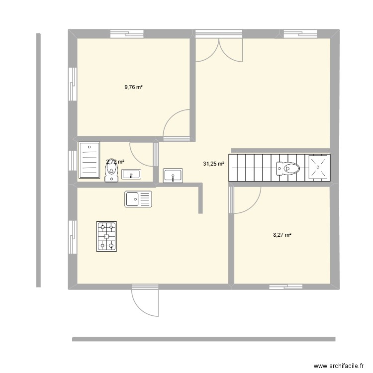 OMAR. Plan de 4 pièces et 52 m2