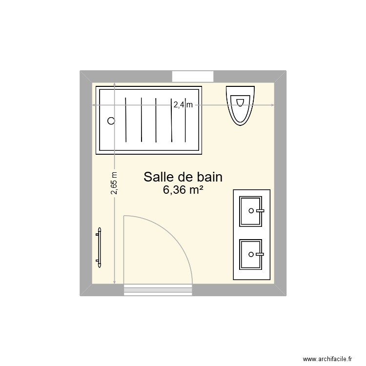 SDB PMR. Plan de 1 pièce et 6 m2