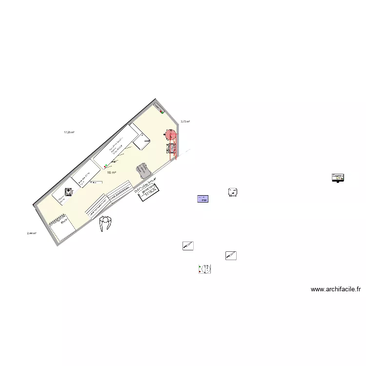 Labo La Mure. Plan de 1  et 16 m²