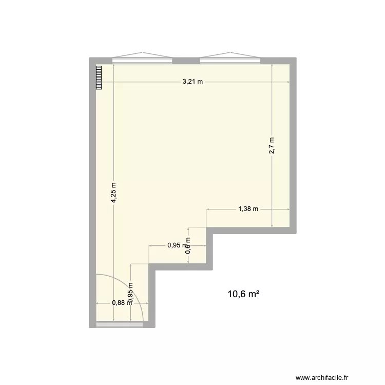 Chambre 1. Plan de 1  et 11 m²