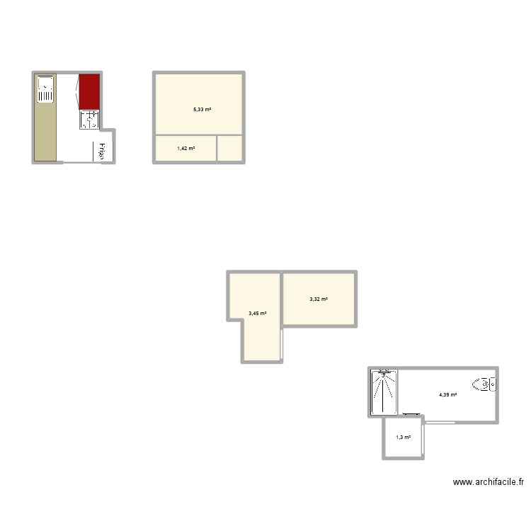 Domelier. Plan de 8 pièces et 26 m2
