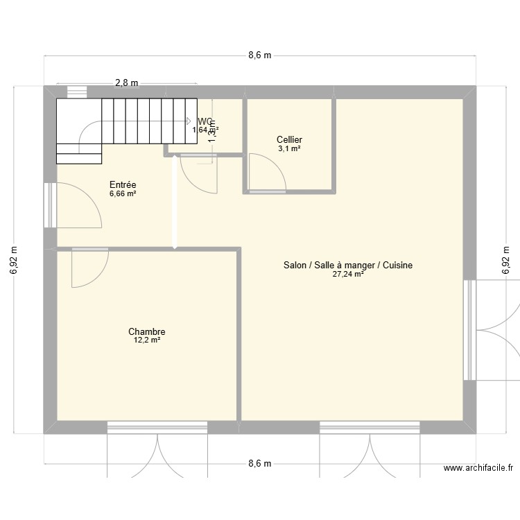 Perso. Plan de 5 pièces et 51 m2