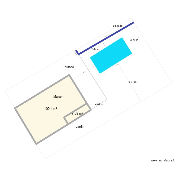 plan de masse 2. Plan de 2 pièces et 110 m2