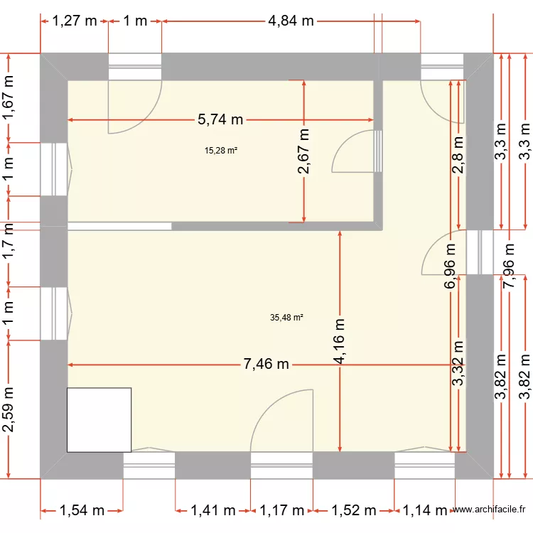 CUISINE & SEJOUR LES BB. Plan de 2 Pièces et 51 m² CUISINE & SEJOUR LES BB. Plan de 2 Pièces et 51 m²