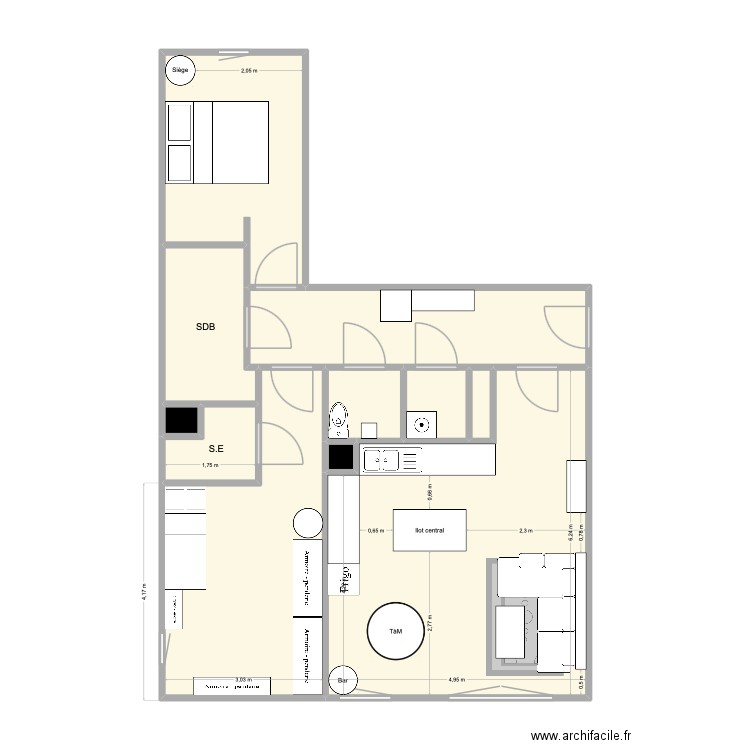 C34.3. Plan de 11 pièces et 71 m2