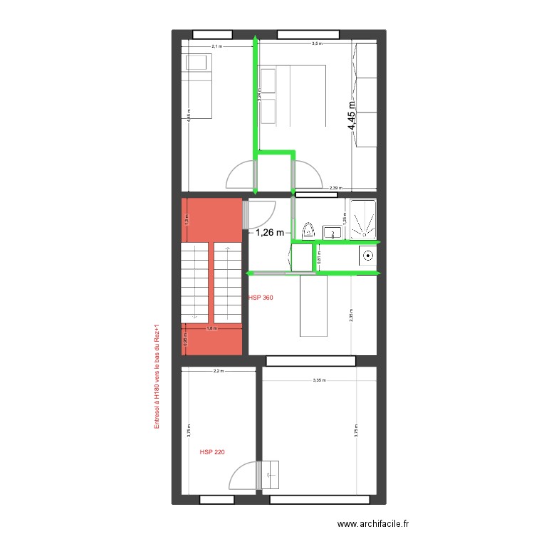 Mélèzes 82 Rez+1 Projet. Plan de 11 pièces et 70 m2