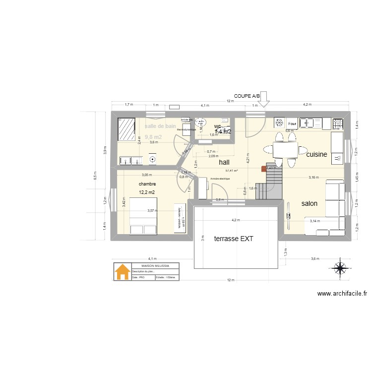 maison MEUSSIA.V6.5. Plan de 3 pièces et 120 m2