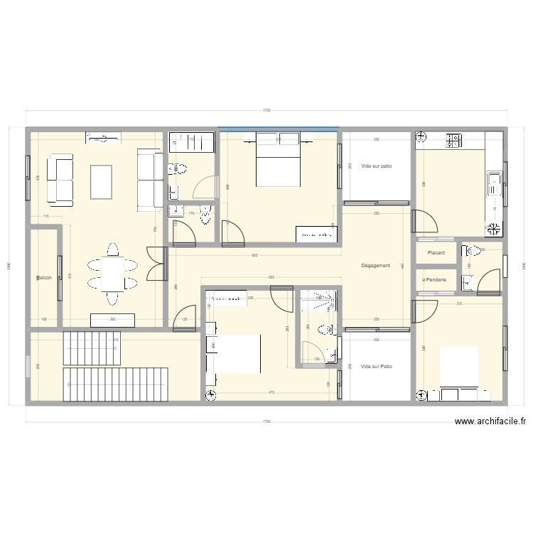 Plan Cité Avion Ndoye. Plan de 63 pièces et 758 m2