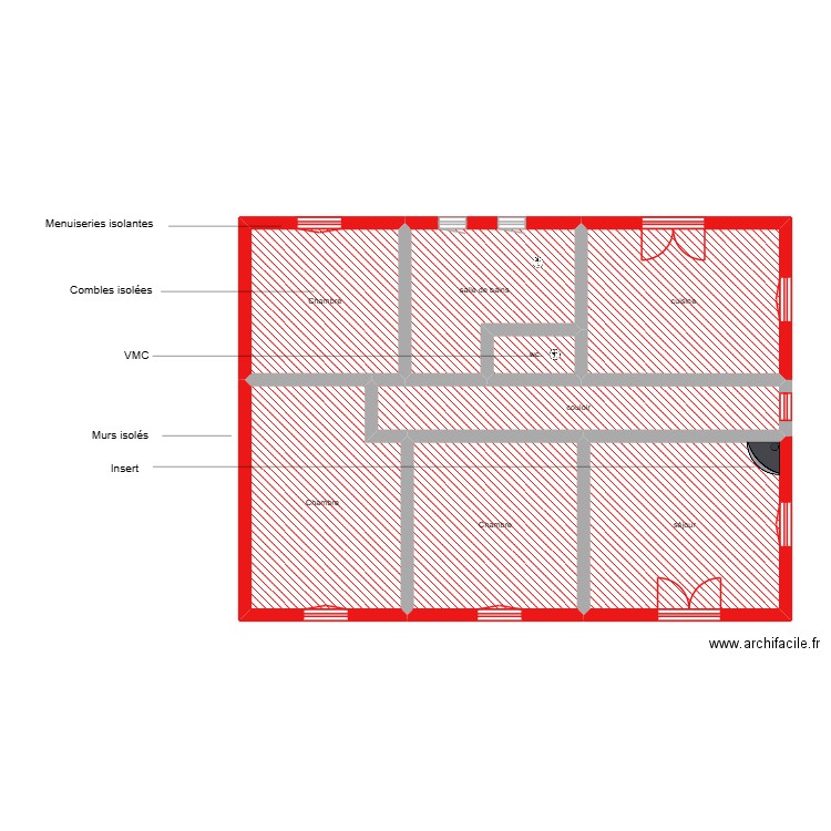 de sousa david et sandrine scénario 3 étage. Plan de 8 pièces et 90 m2