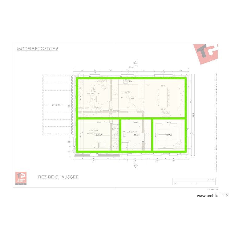 SCIEUR PIERRE REZ. Plan de 4 pièces et 75 m2