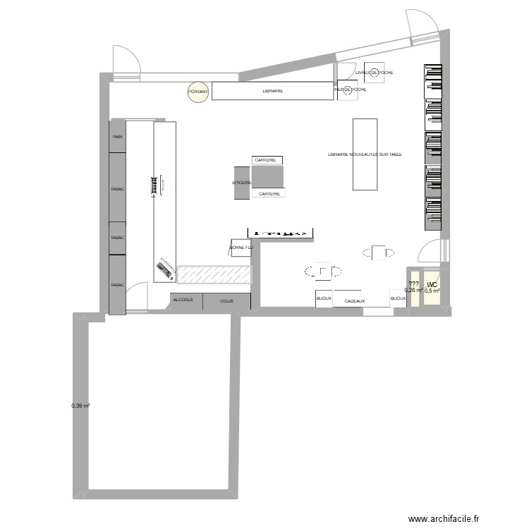 TABAC PROJET 1. Plan de 3 pièces et 1 m2