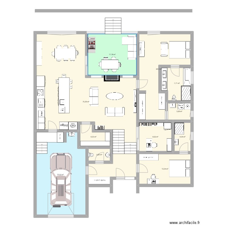 Iris F 1 ch . Plan de 11 pièces et 193 m2