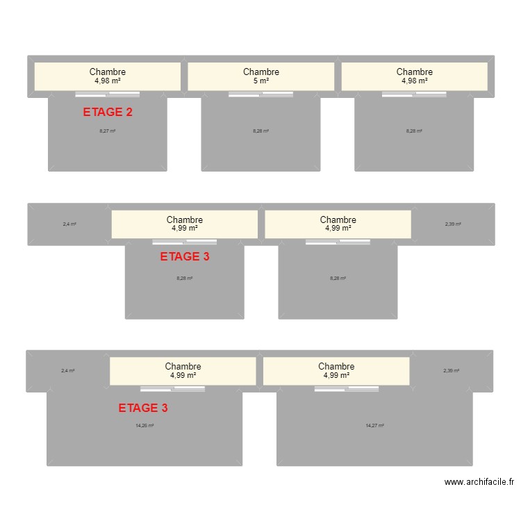 Terrasses. Plan de 18 pièces et 114 m2