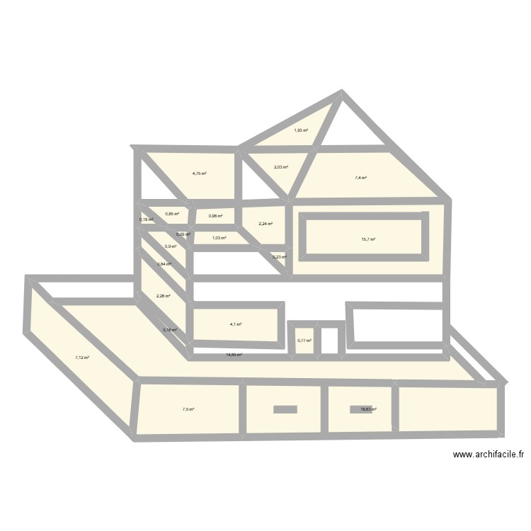 maison de famile. Plan de 22 pièces et 93 m2