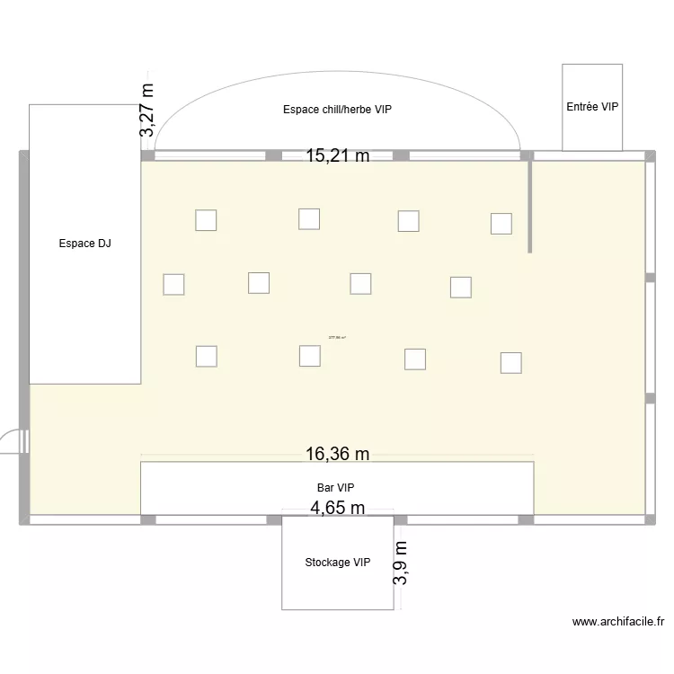 Plan VIP. Plan de 1  et 378 m²