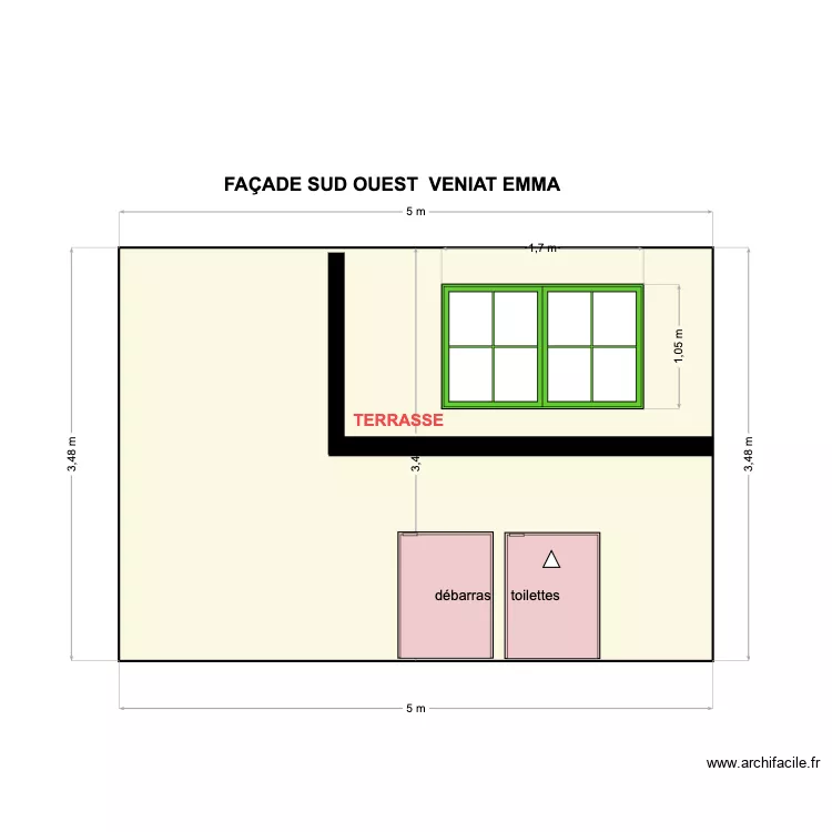 VENIAT FA&Ccedil;ADE NORD EST  ITE + MENUSIERIE. Plan de 