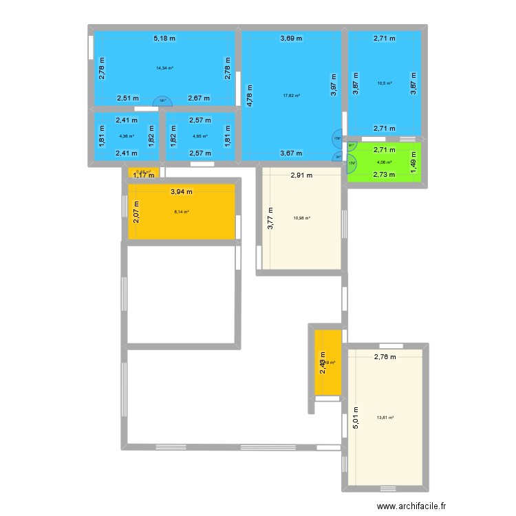 MAMAN modifiée. Plan de 11 pièces et 91 m2