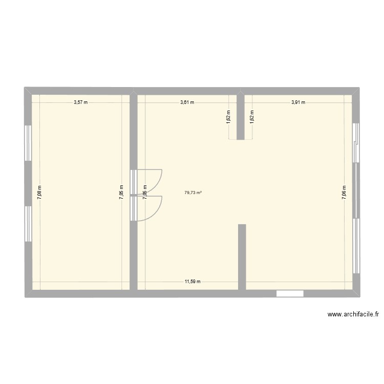 chico marmagne. Plan de 1 pièce et 80 m2
