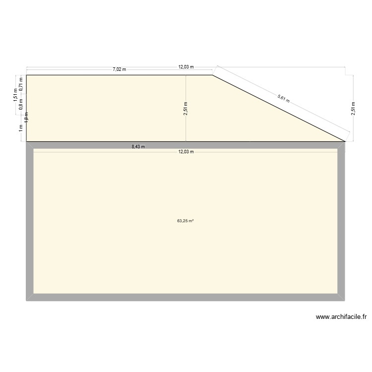 PLAN COUPE Facade SUD. Plan de 0 pièce et 0 m2