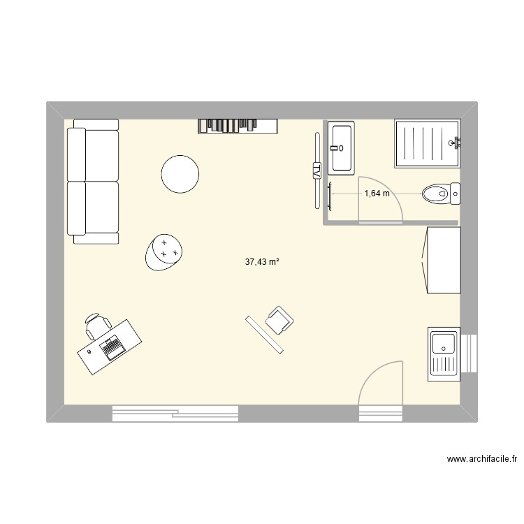LEFEVRE. Plan de 1 pièce et 37 m2