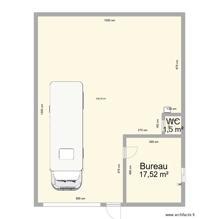 labo. Plan de 3 pièces et 128 m2