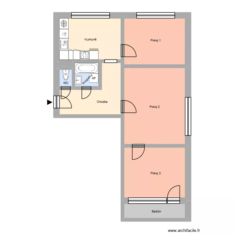 Veverkova 1515, byt 3. Plan de 15  et 194 m²