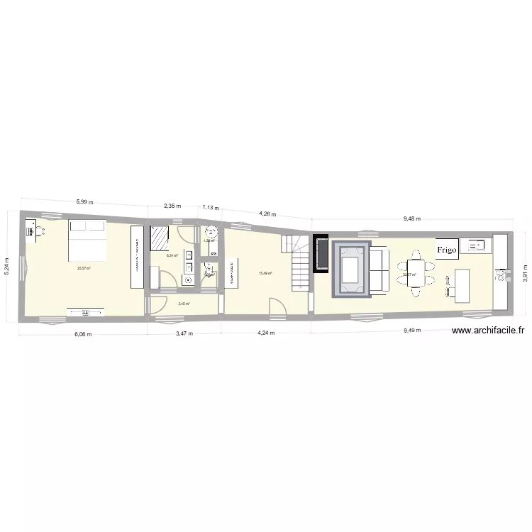 GILLES2. Plan de 7 pièces et 85 m²