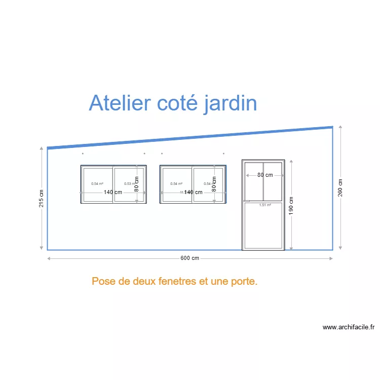 Garage cot&eacute; jardin. Plan de 6  et 16 m²