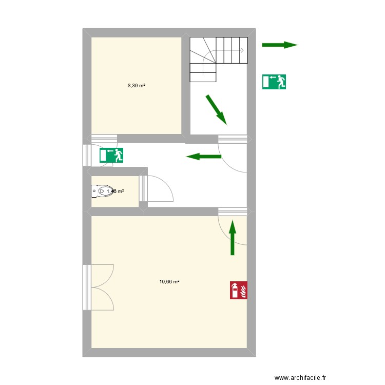 116 bas plan. Plan de 3 pièces et 30 m2