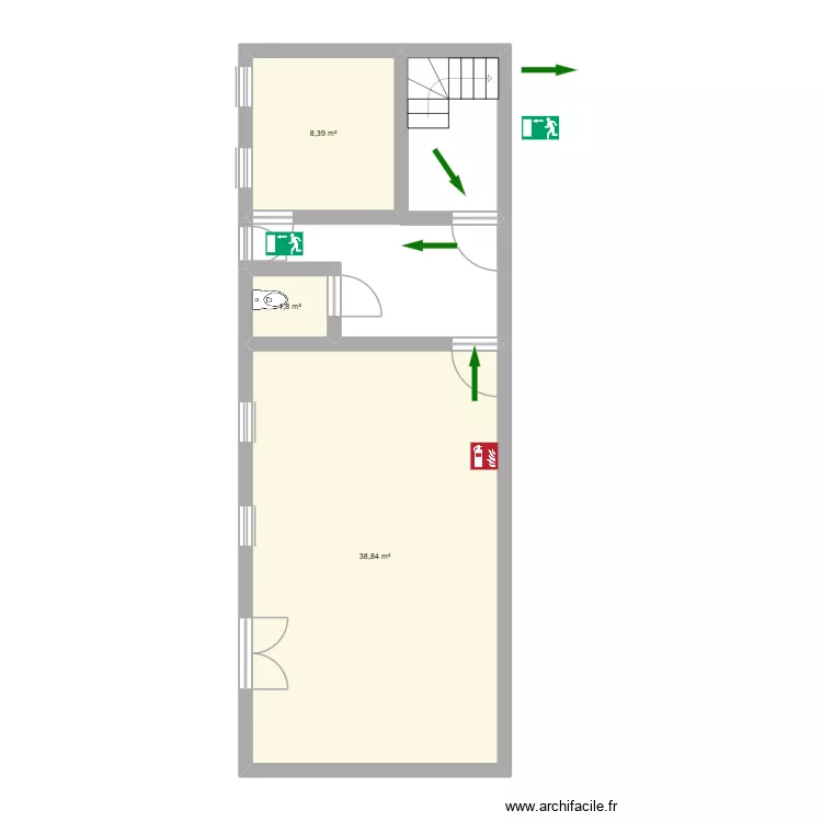 116 bas plan. Plan de 3 Pièces et 49 m²