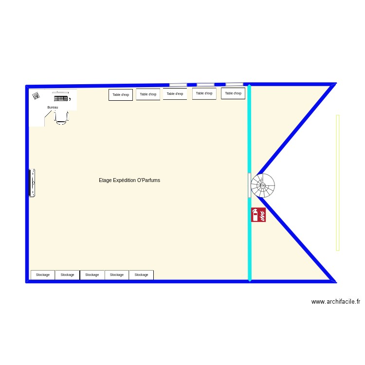Etage expedition. Plan de 1 pièce et 58 m2