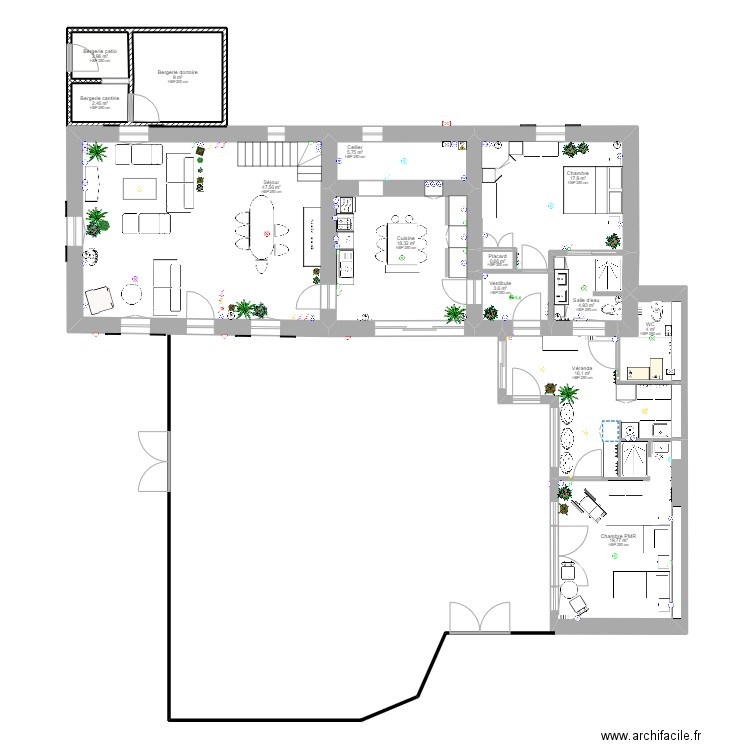 PMR3. Plan de 13 pièces et 153 m2