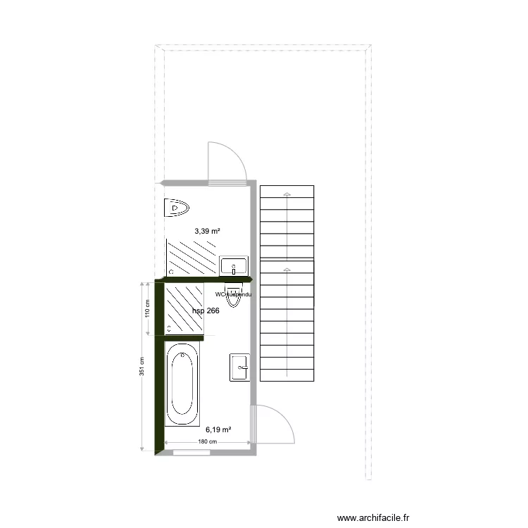 sdb aissa etage enfant. Plan de 