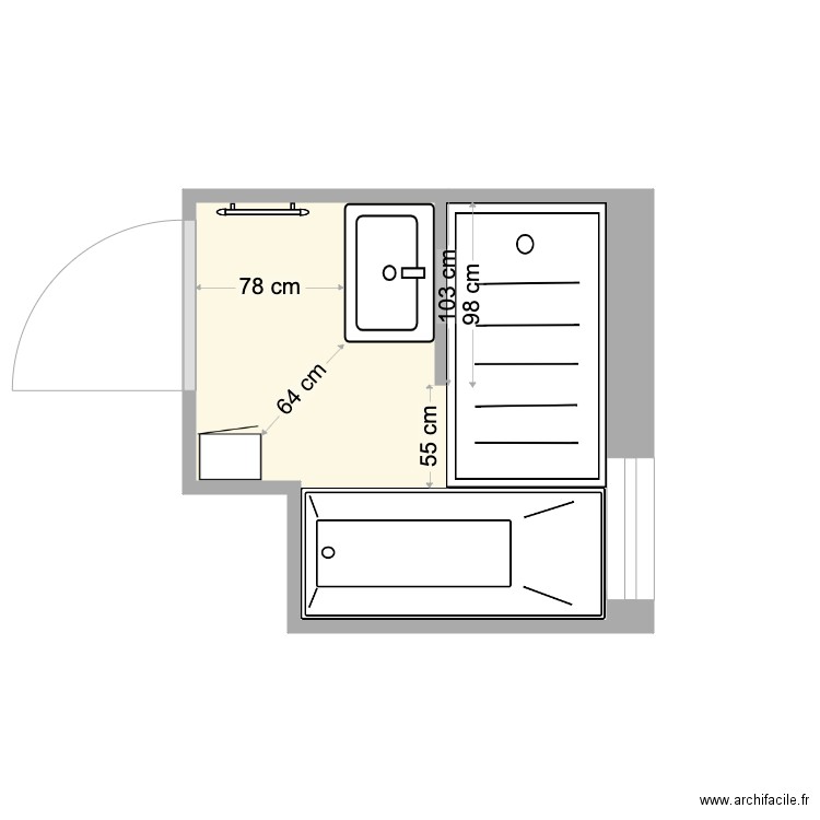 SdB Chambéry. Plan de 1 pièce et 4 m2