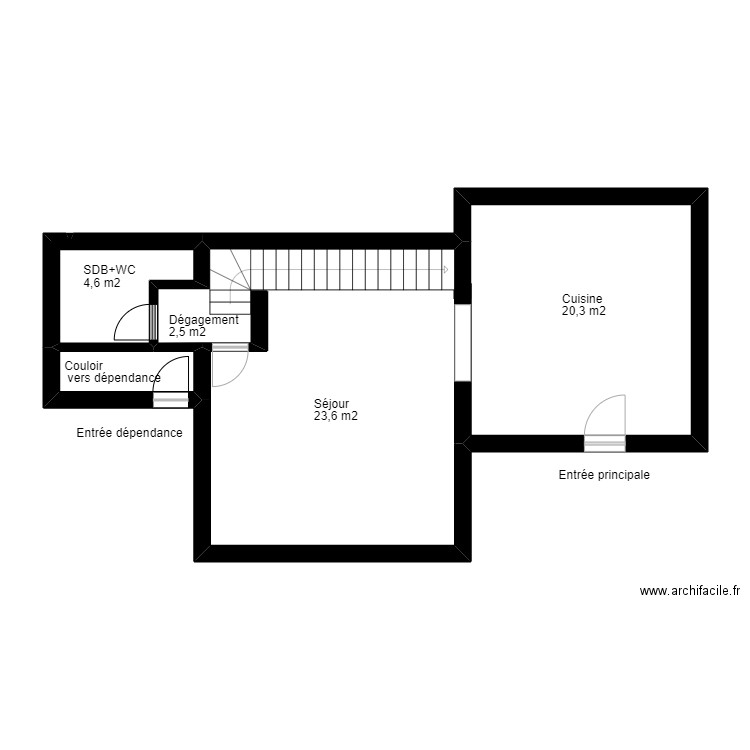 vandeberg. Plan de 2 pièces et 51 m2