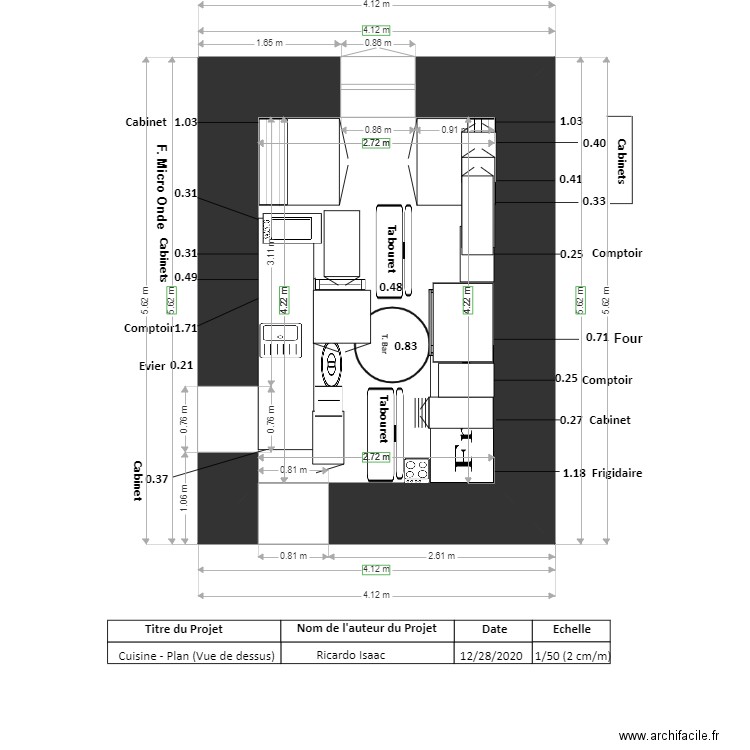 PLAN   CUISINE VUE DE DESSUS . Plan de 0 pièce et 0 m2