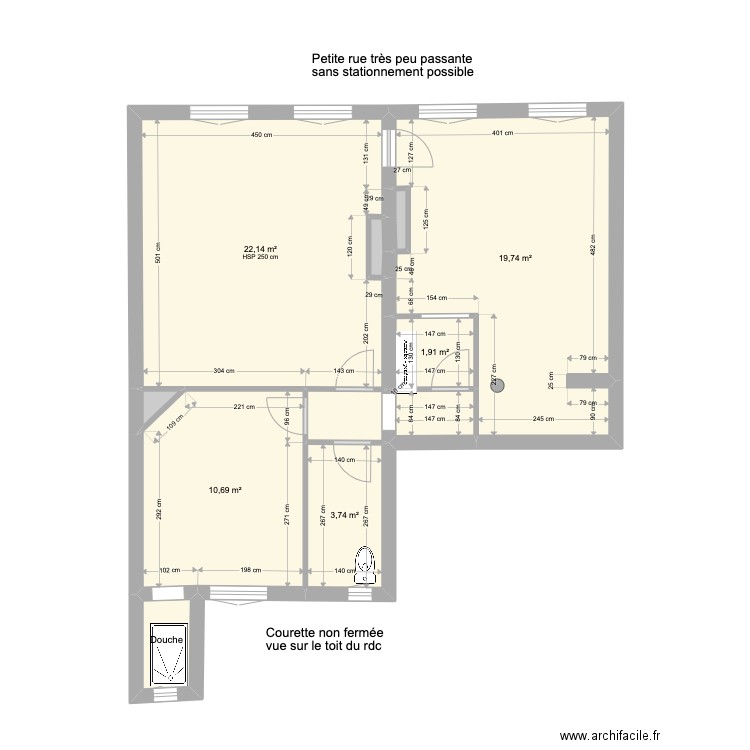 60M2 RDC SURELEVE 2. Plan de 11 pièces et 63 m2