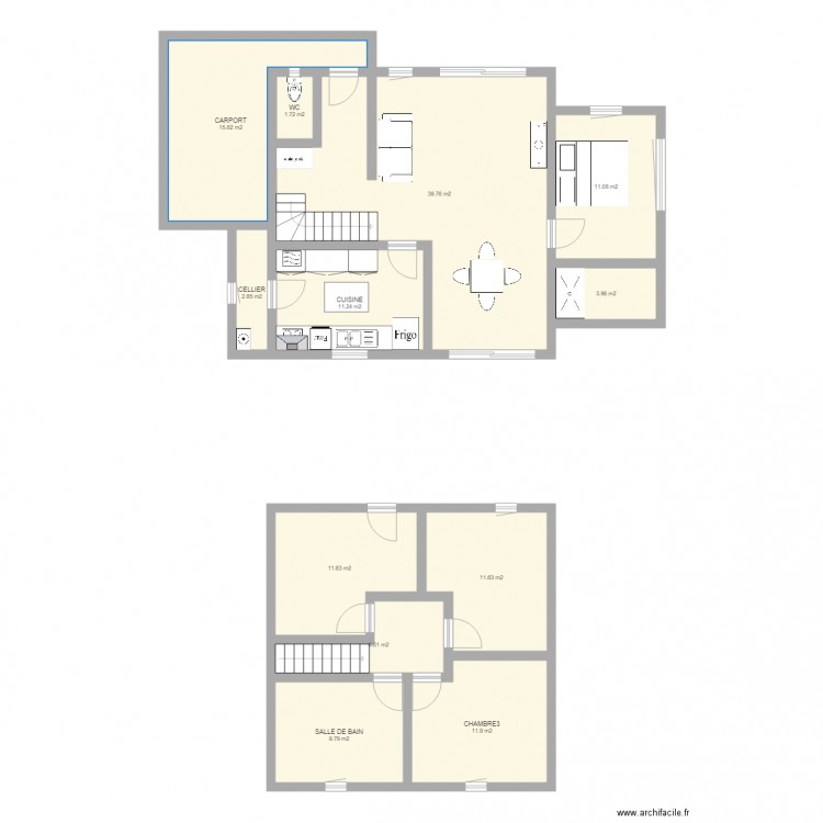 PLAN MAISON SAINT MOLF AVEC EXTENSION ET CARPORT1. Plan de 0 pièce et 0 m2