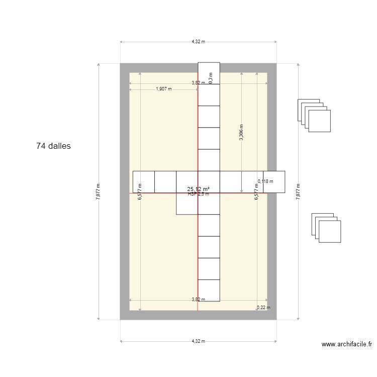 atelier plafond 13 3 2023. Plan de 1 pièce et 25 m2