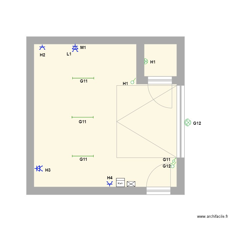 ODILE GARAGE. Plan de 2 pièces et 22 m2