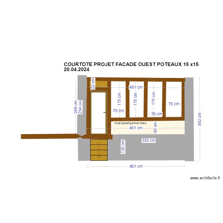 PLAN FACADE COURTOTE  COLOMBAGE OUEST. Plan de 1 pièce et 1 m2