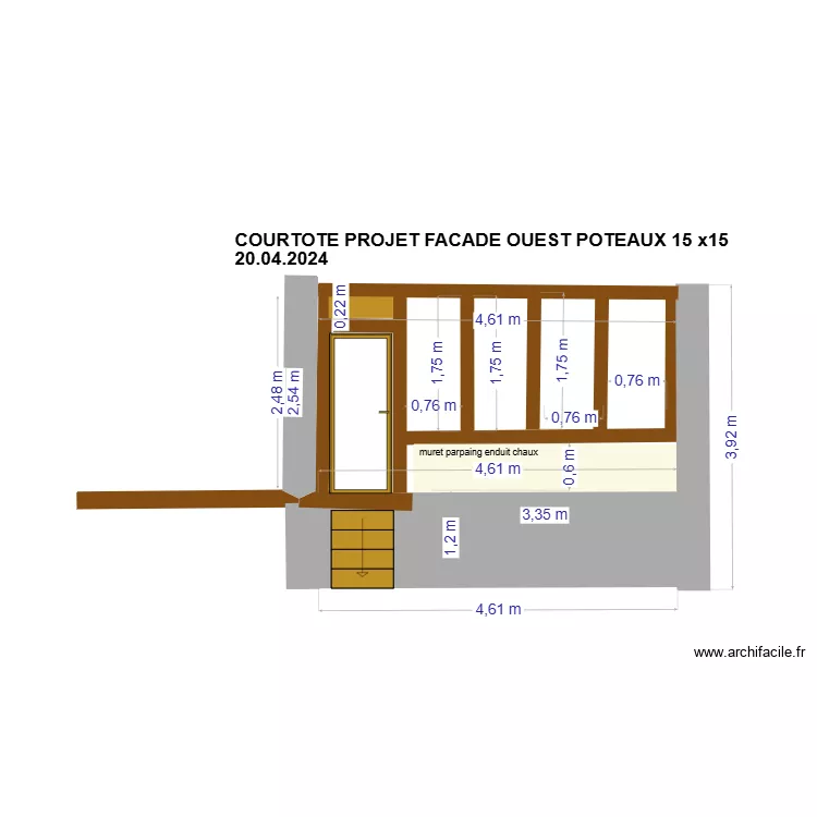 PLAN FACADE COURTOTE  COLOMBAGE OUEST. Plan de 
