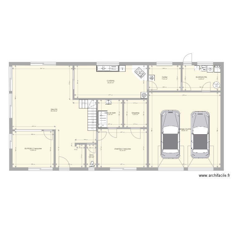 Maison William RdC . Plan de 10 pièces et 176 m2