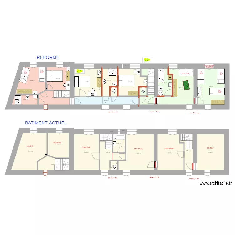 ETAGE IDEES &eacute;vacuation Sdb  WC. Plan de 