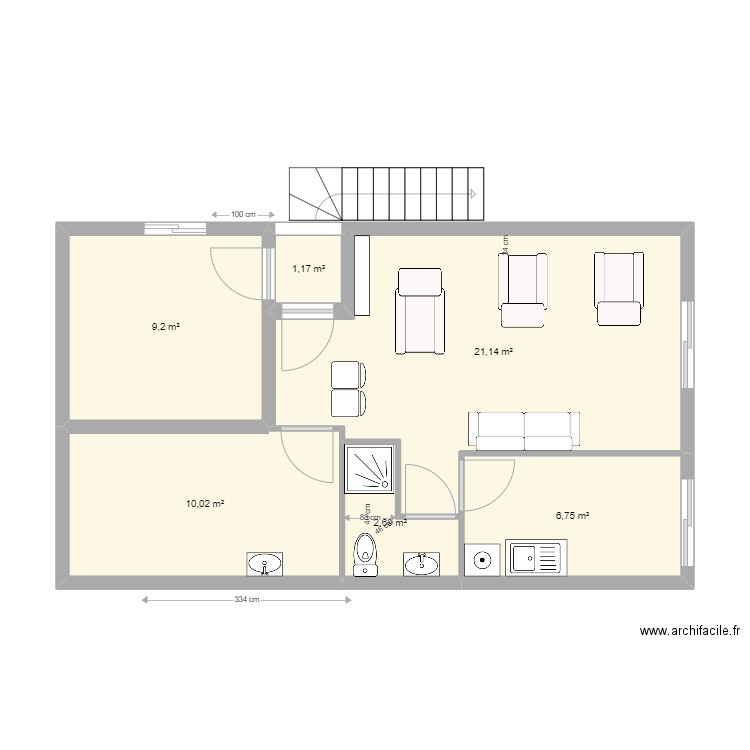 Salon soins V2. Plan de 6 pièces et 51 m2